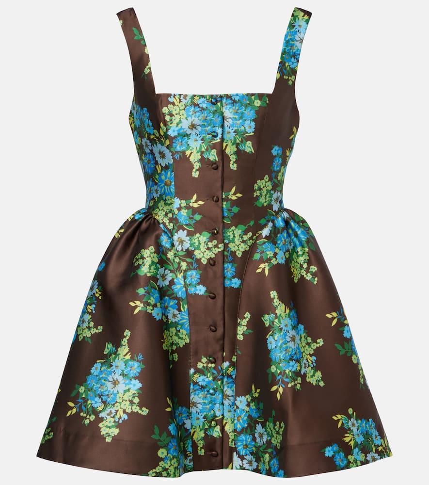 alémais floral peplum satin minidress