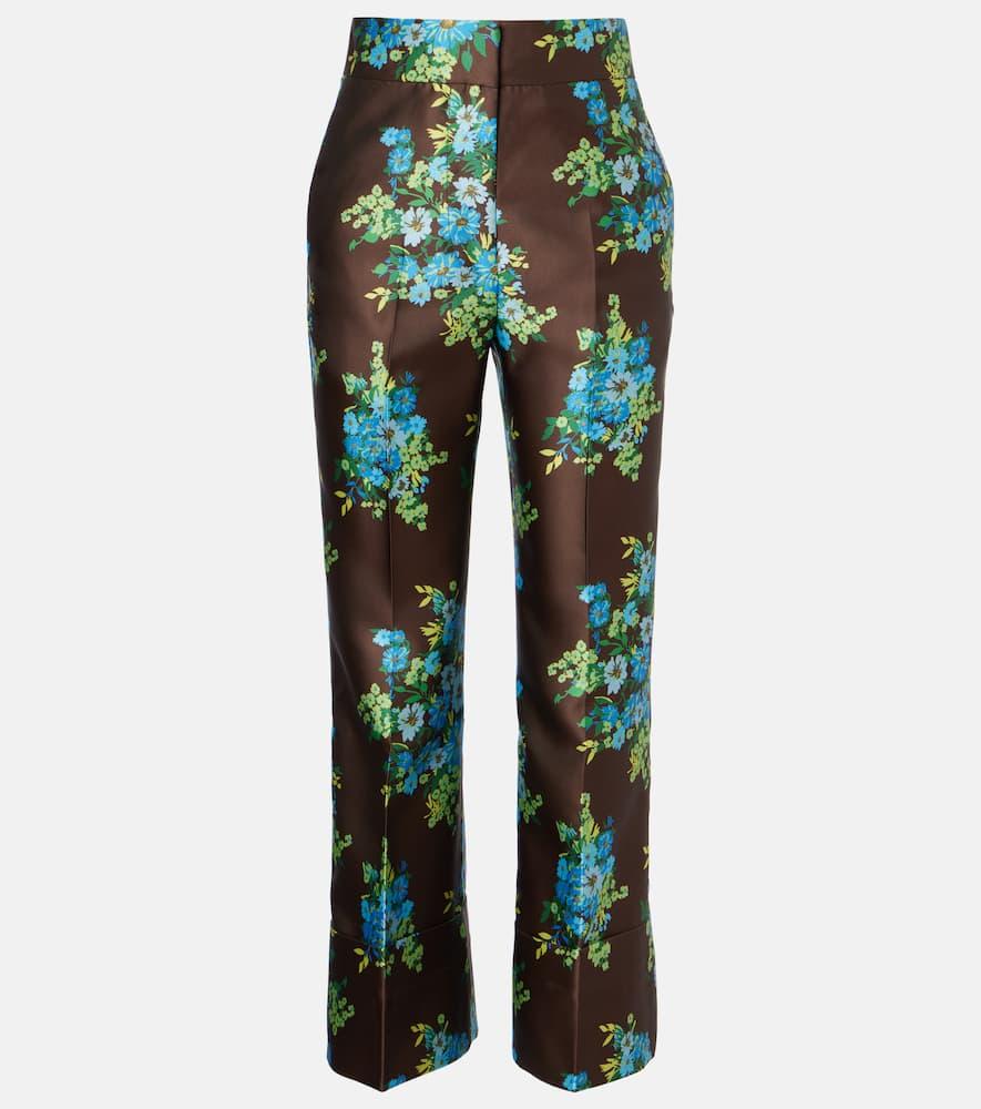 alémais floral satin bootcut pants