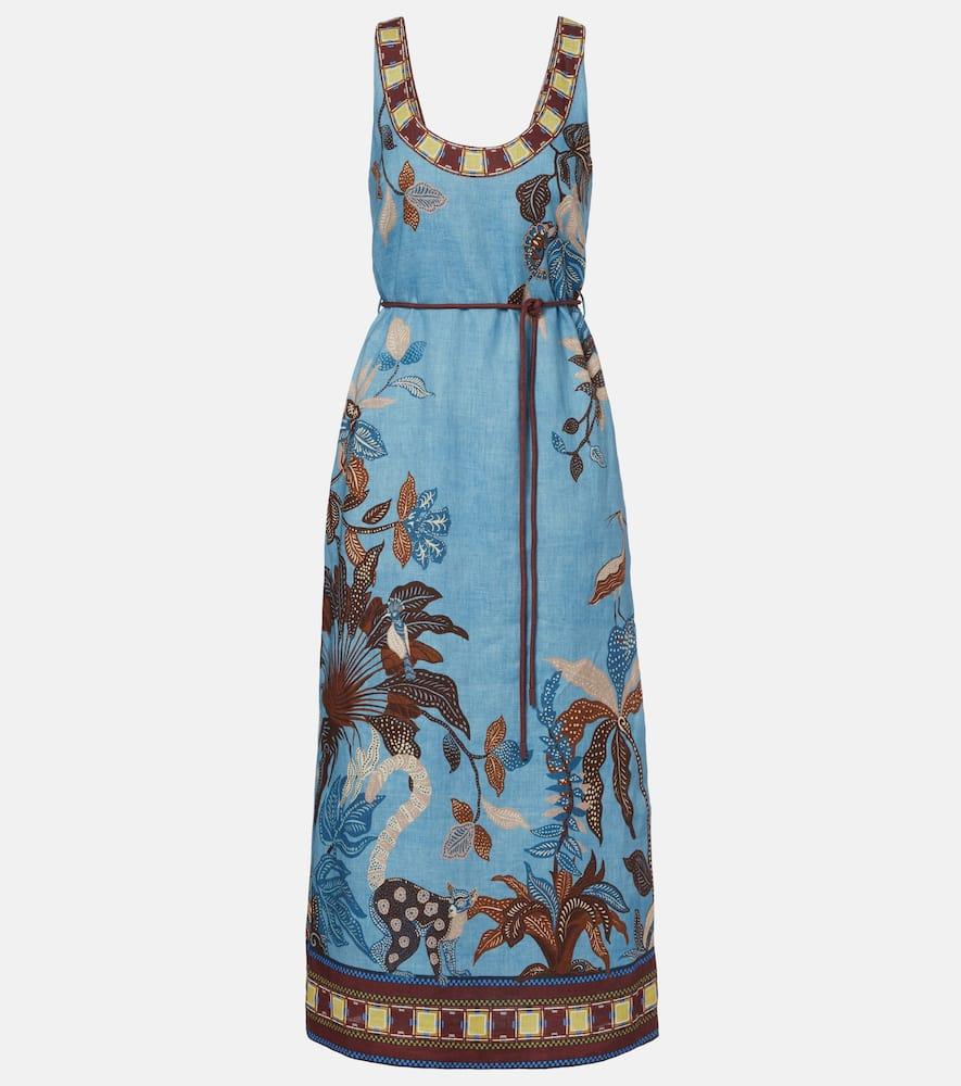 alémais georgie printed linen midi dress