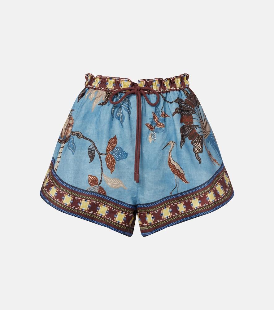 alémais georgie printed linen shorts