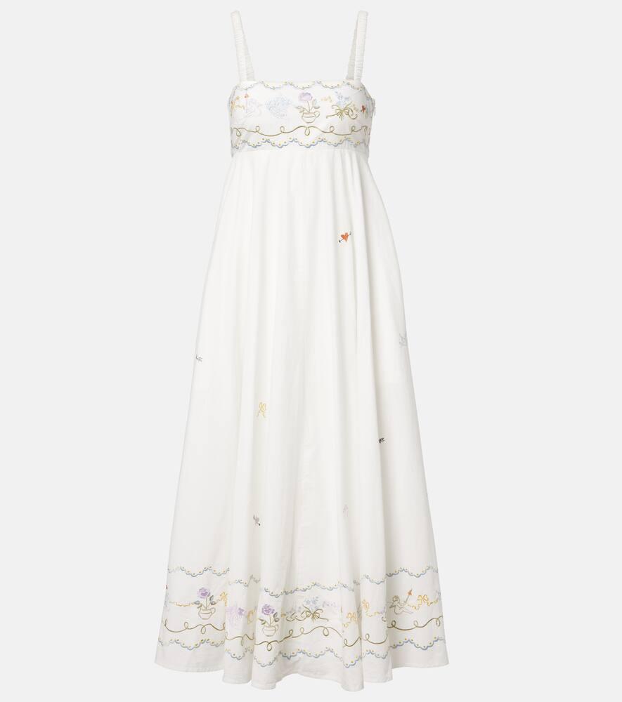 alémais giulia embroidered cotton maxi dress