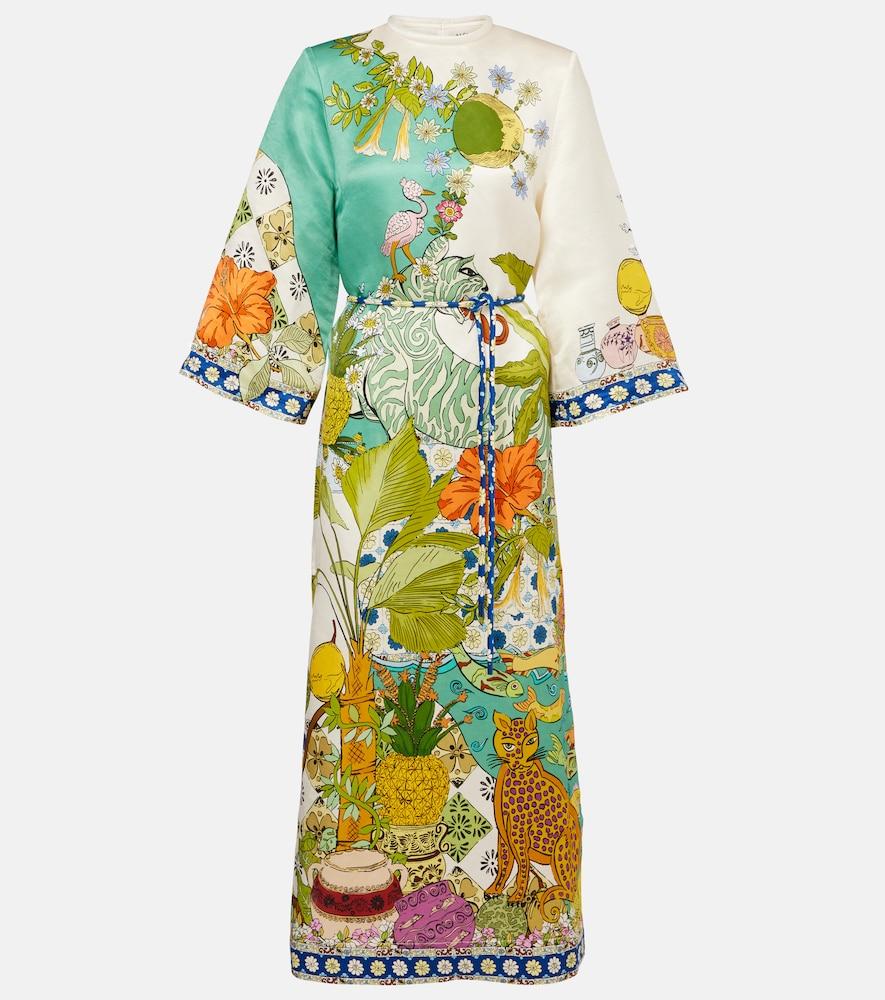 alémais hazel printed cotton and silk maxi dress