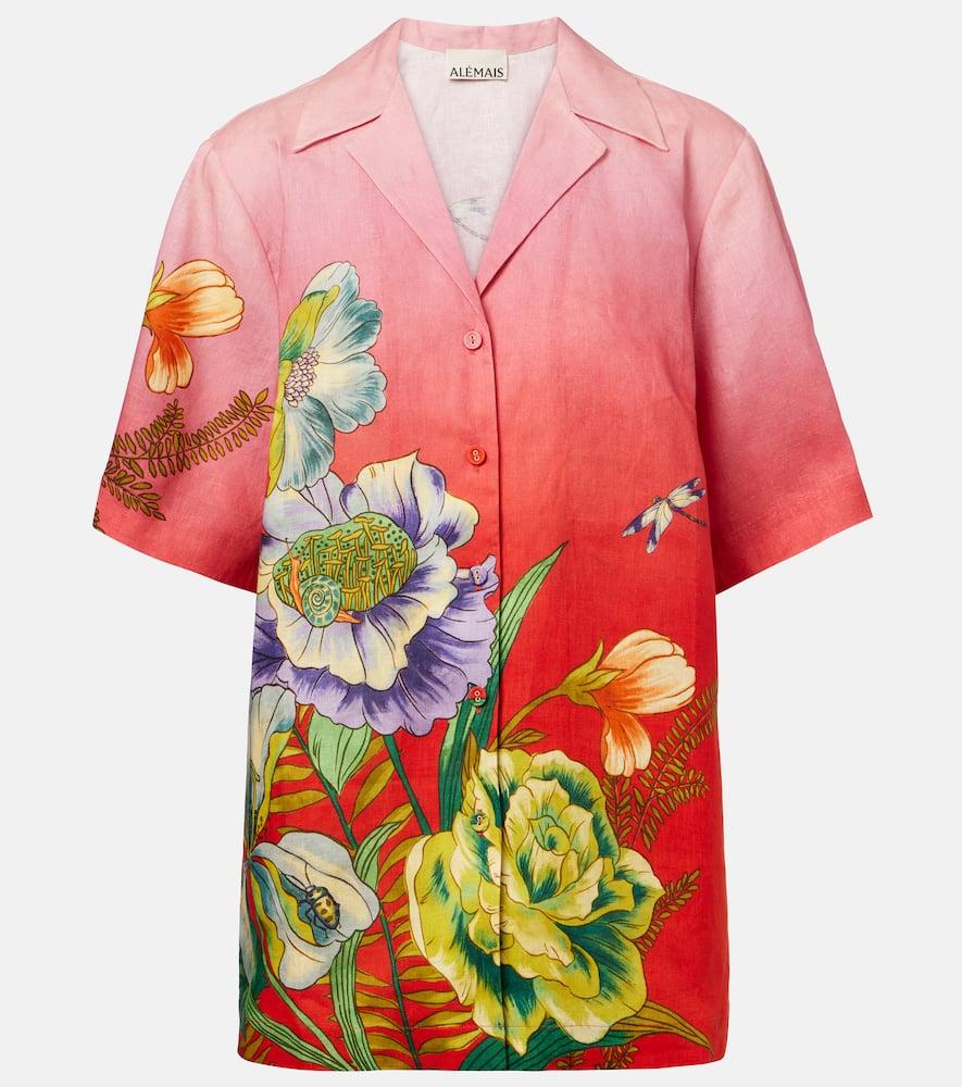 alémais inez floral linen shirt