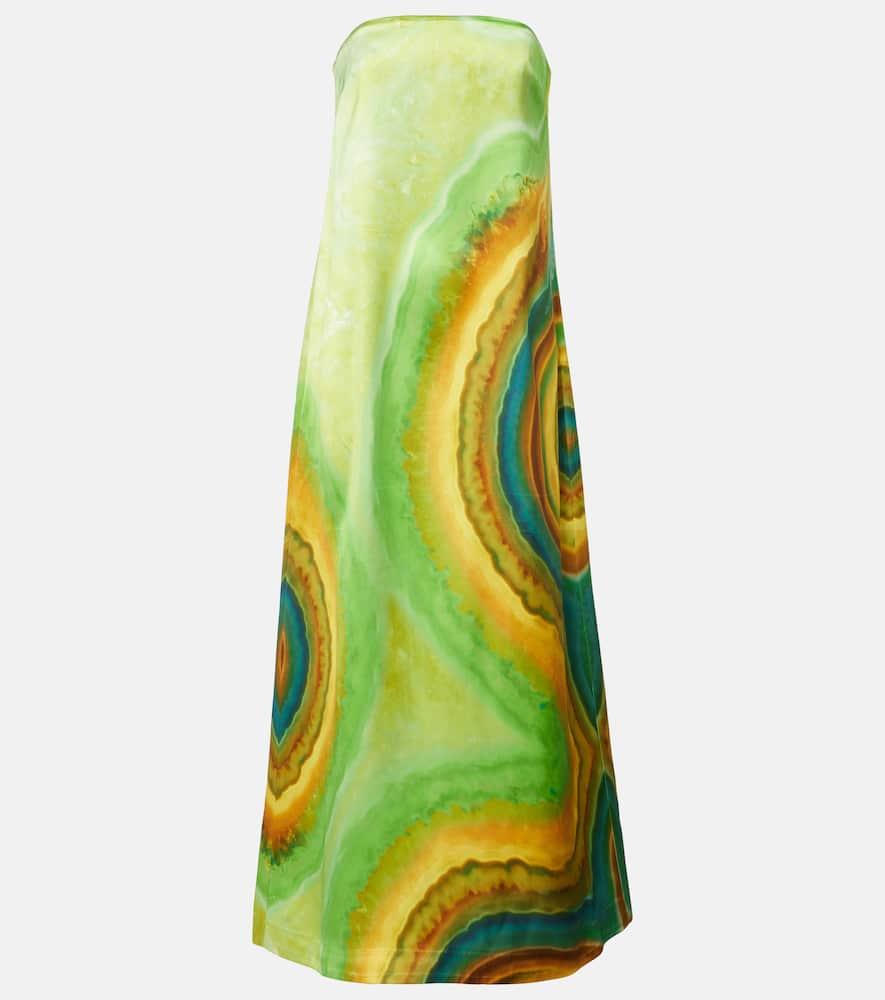 alémais iris printed strapless maxi dress