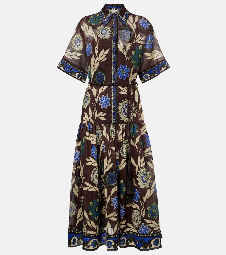alémais jasper printed cotton and silk shirt dress