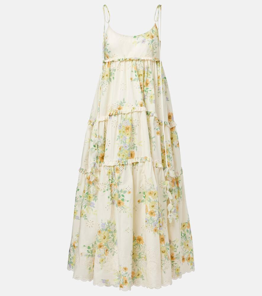alémais juliette floral tiered cotton midi dress