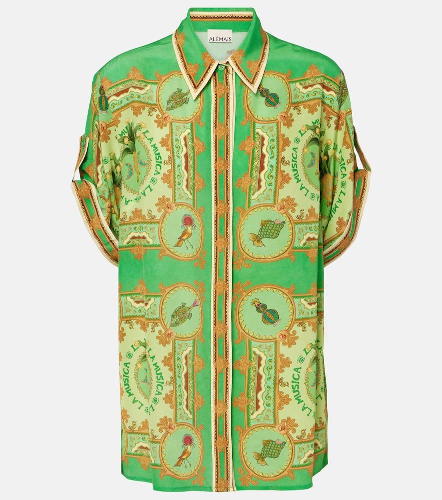 alémais la musica printed silk shirt
