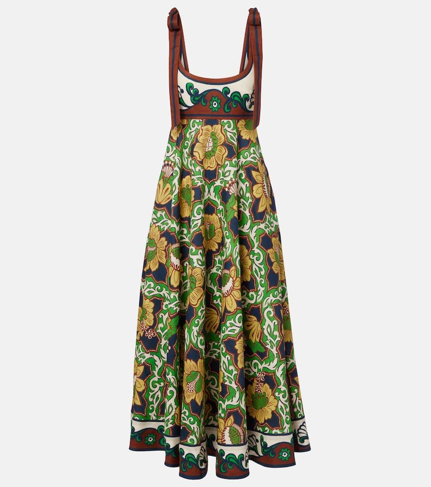 alémais liana ballet printed linen midi dress