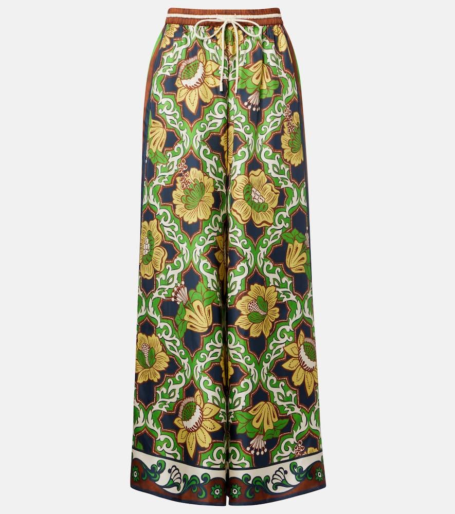 alémais liana printed silk satin palazzo pants