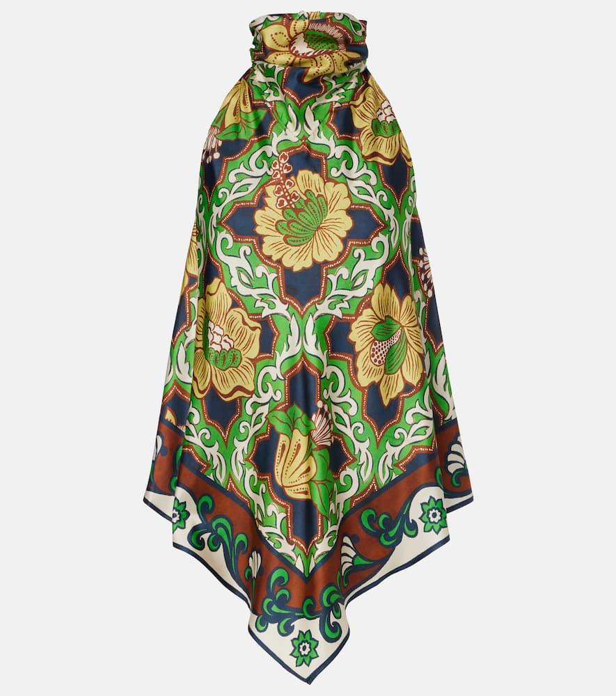 alémais liana printed silk satin top