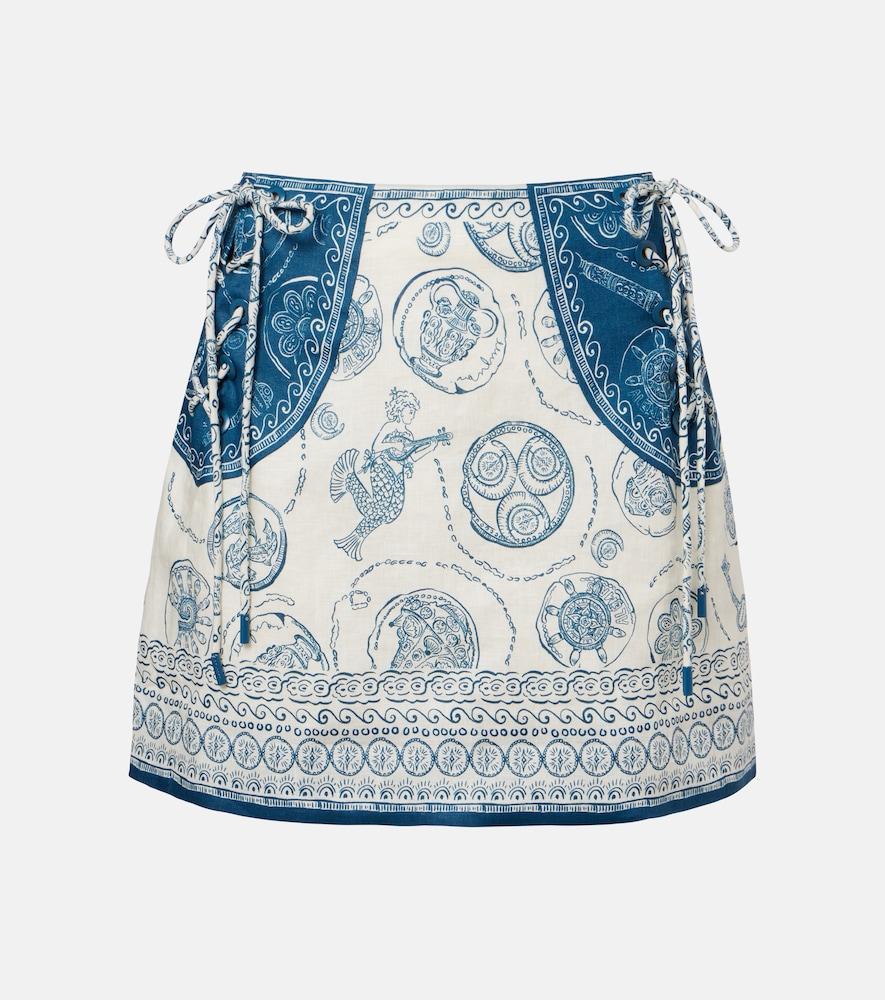 alémais lucky printed linen miniskirt