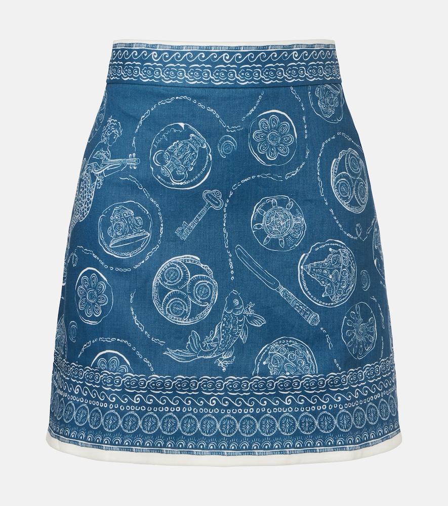 alémais lucky printed linen miniskirt