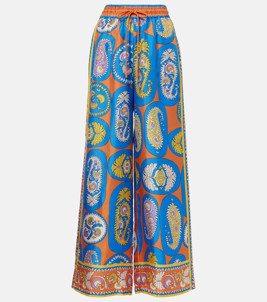 alémais luis printed silk palazzo pants