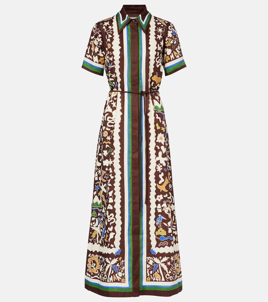 alémais maroc printed linen shirt dress