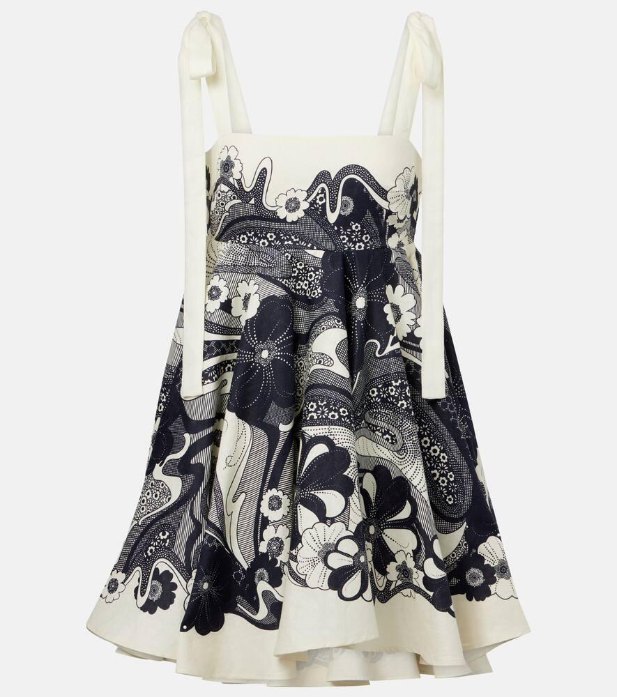 alémais mickey floral linen minidress