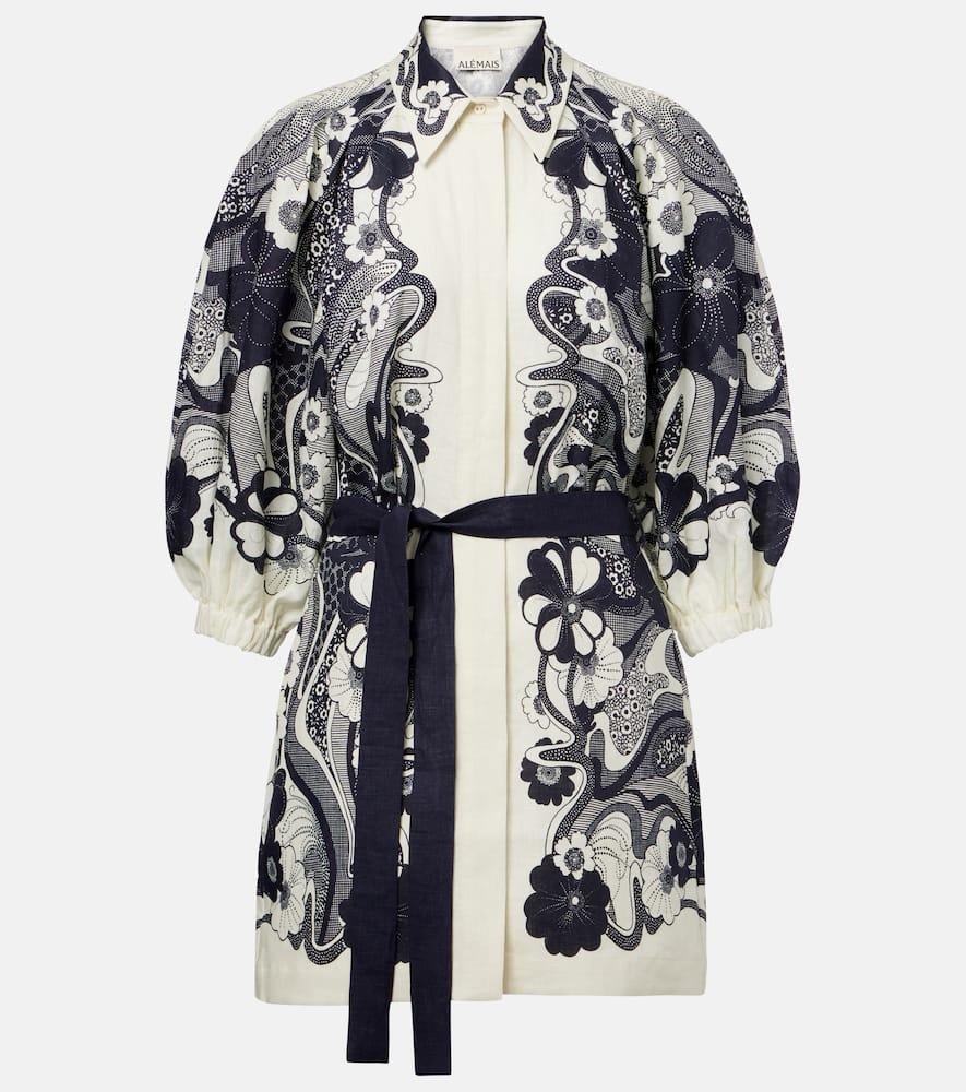 alémais mickey floral linen shirt dress