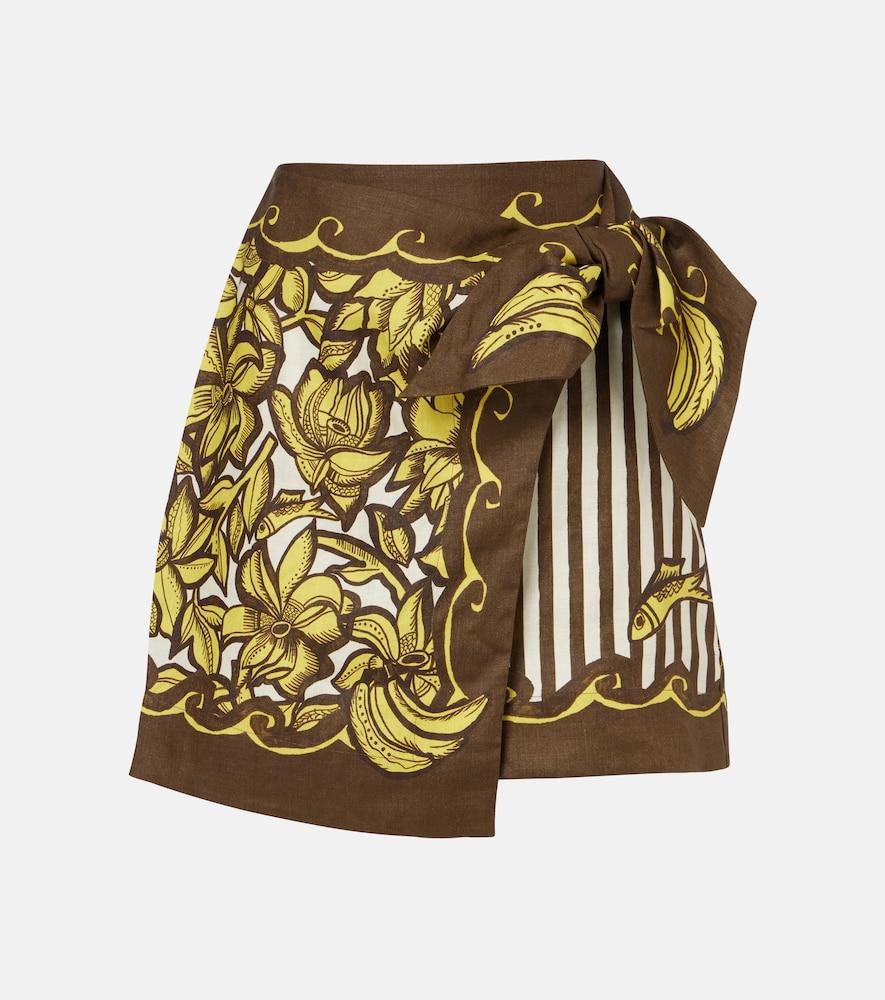 alémais mona printed hemp wrap skirt