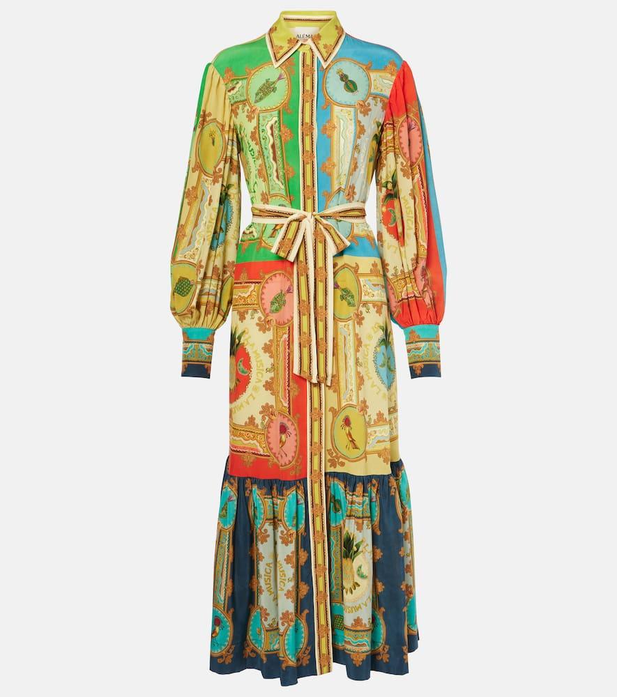 alémais monte printed linen shirt dress