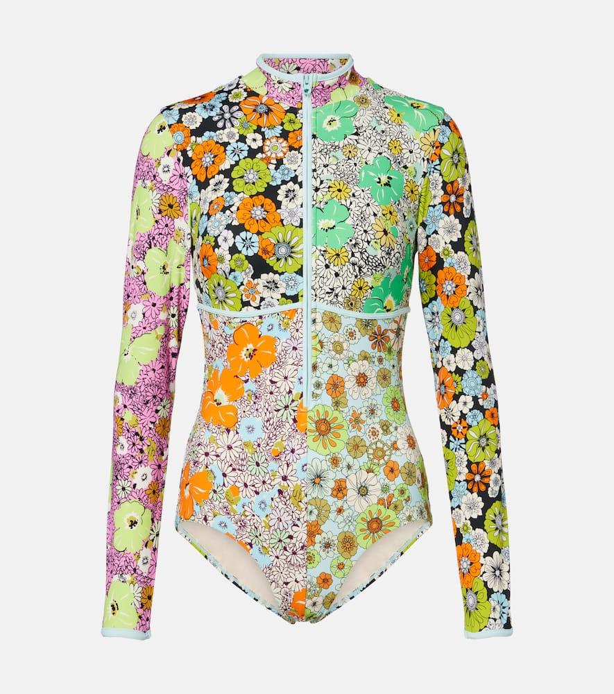 alémais orange blossom floral rashguard swimsuit