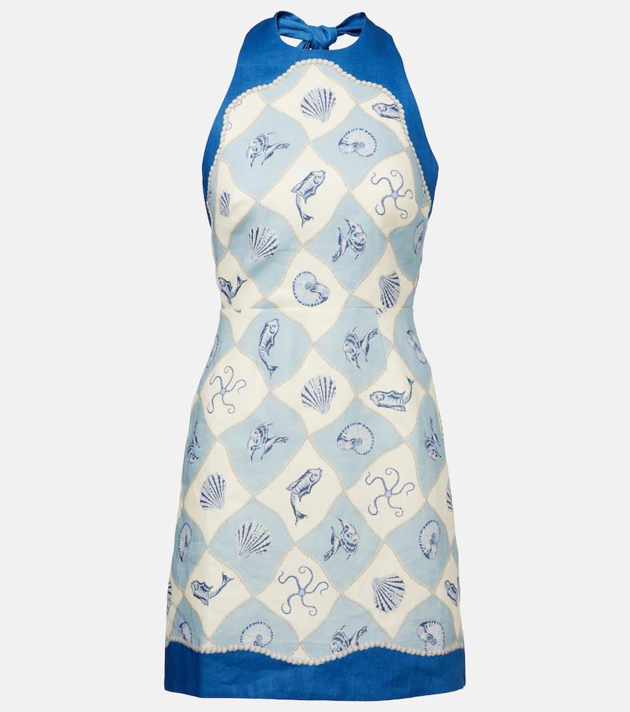 alémais pia printed linen minidress