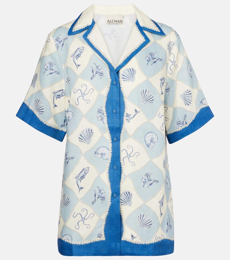 alémais pia printed linen shirt