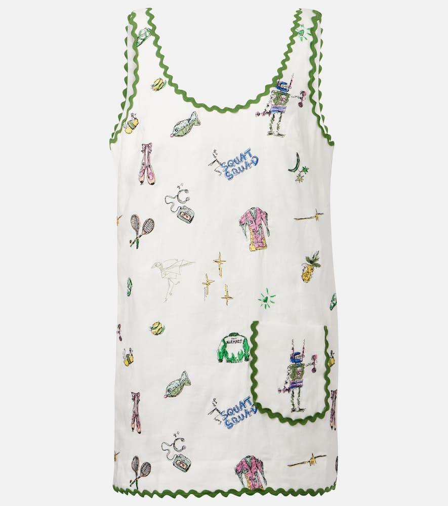 alémais play embroidered linen minidress