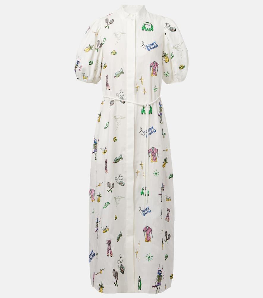 alémais play embroidered linen shirt dress