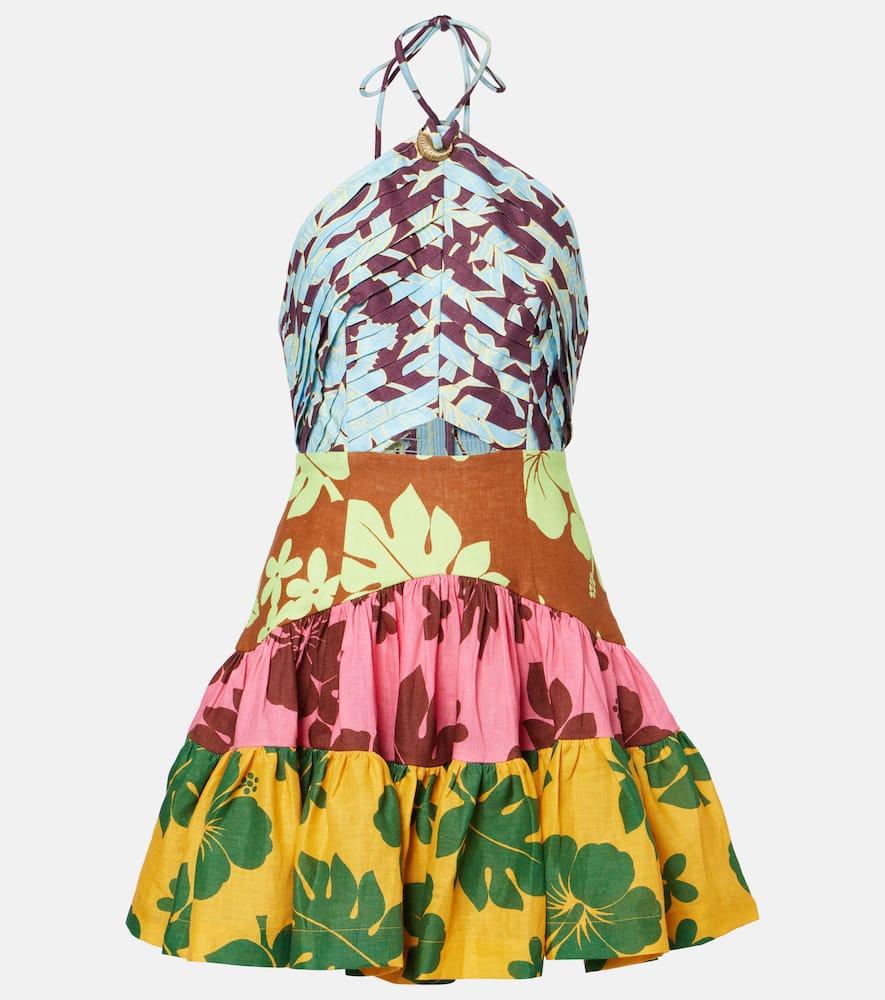 alémais poppy printed halterneck minidress