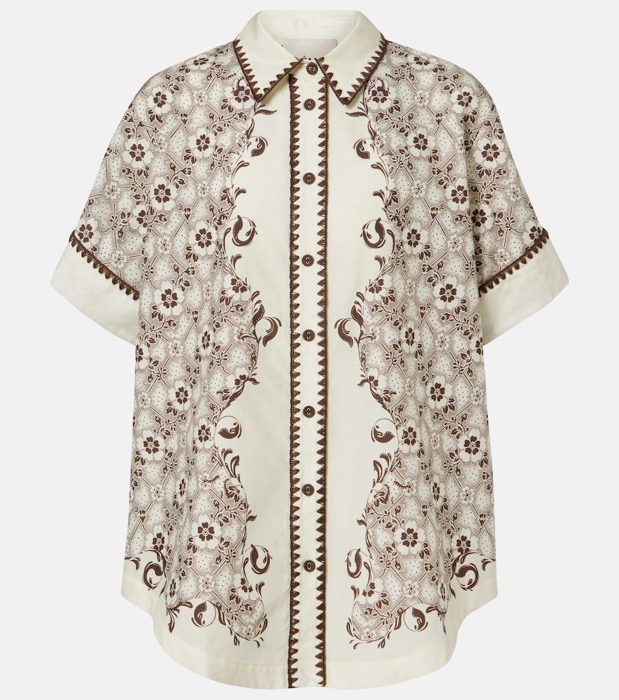 alémais printed cotton and silk bowling shirt