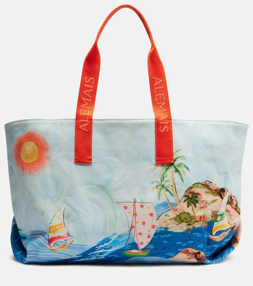 alémais printed cotton canvas tote bag