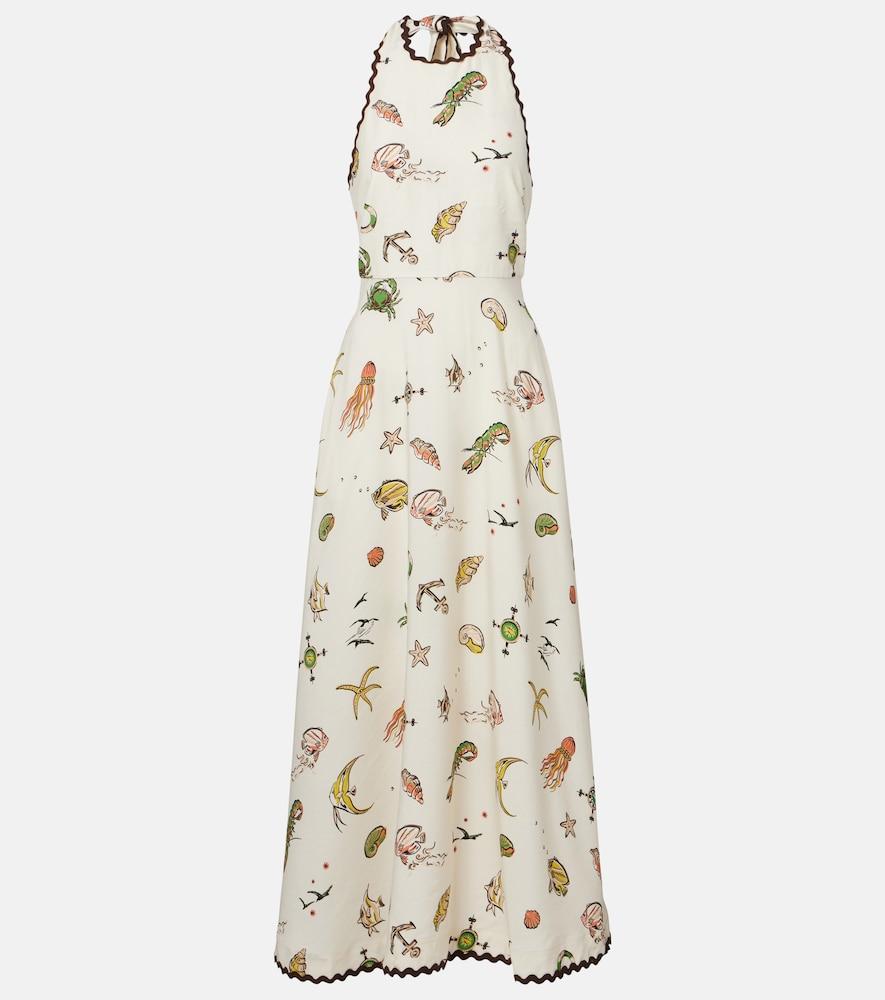 alémais printed halterneck midi dress