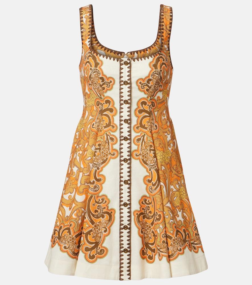 alémais printed linen and cotton minidress