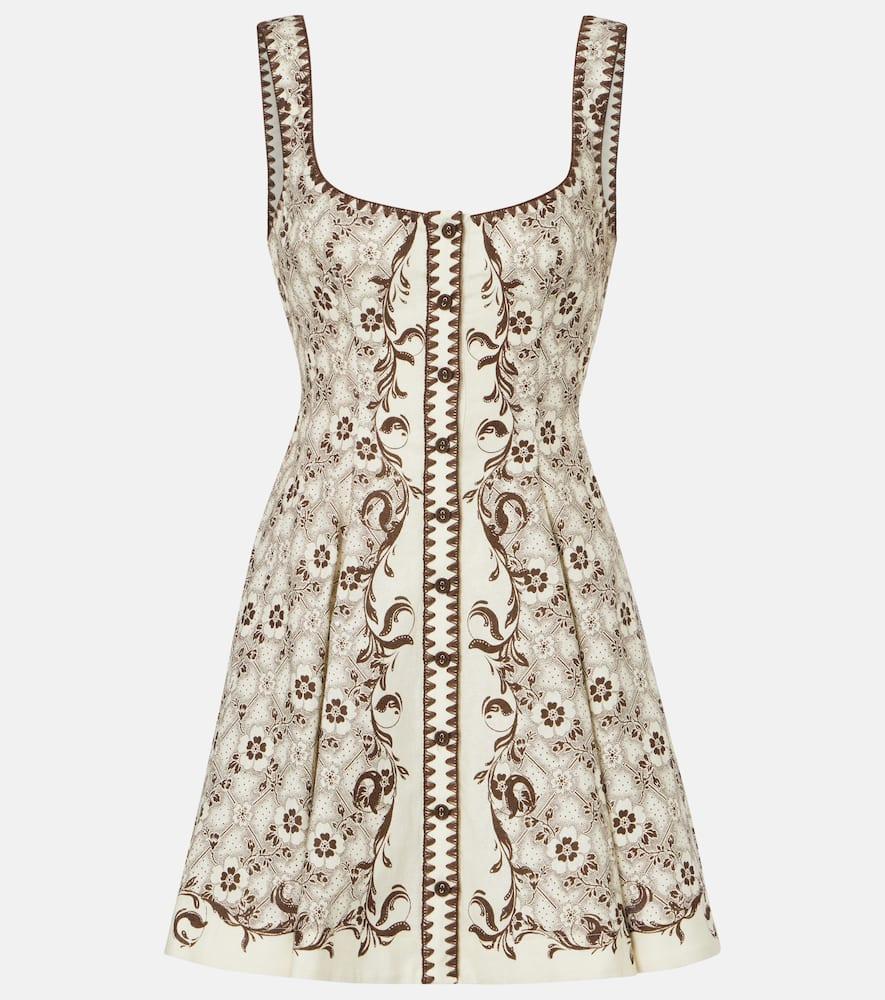 alémais printed linen and cotton minidress
