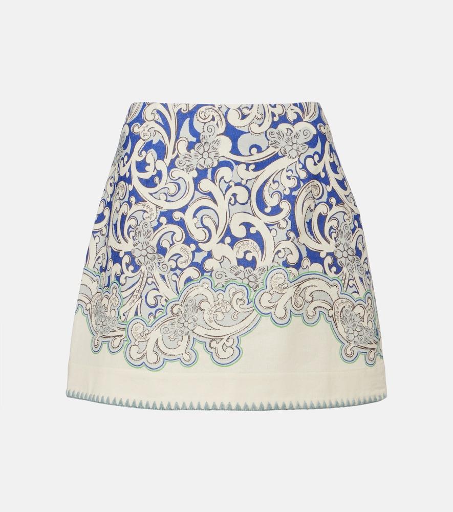 alémais printed linen and cotton miniskirt
