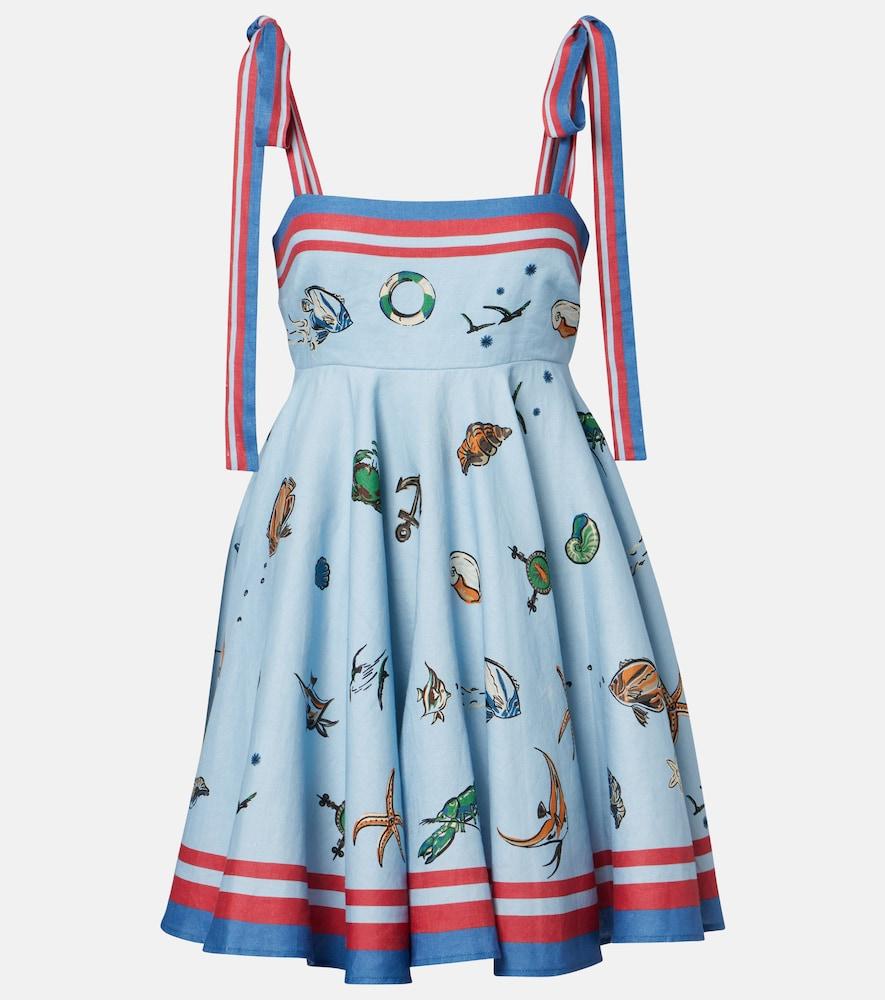 alémais printed linen minidress