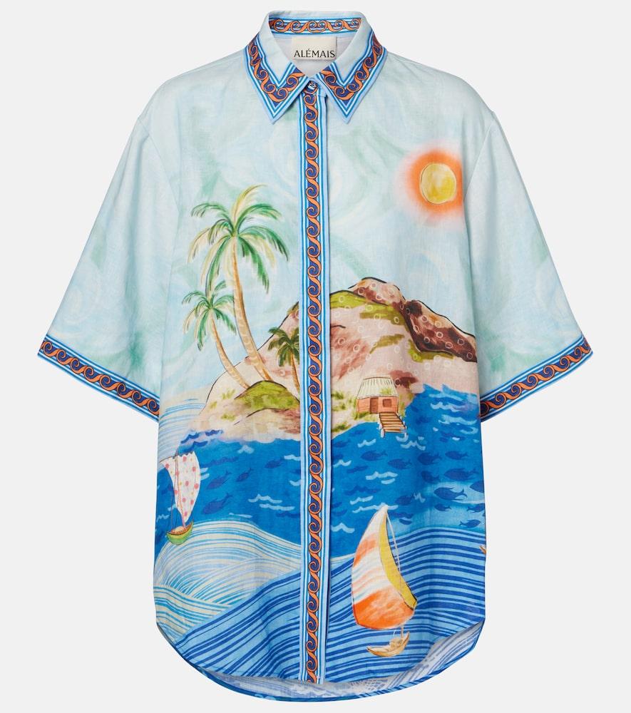 alémais printed linen shirt