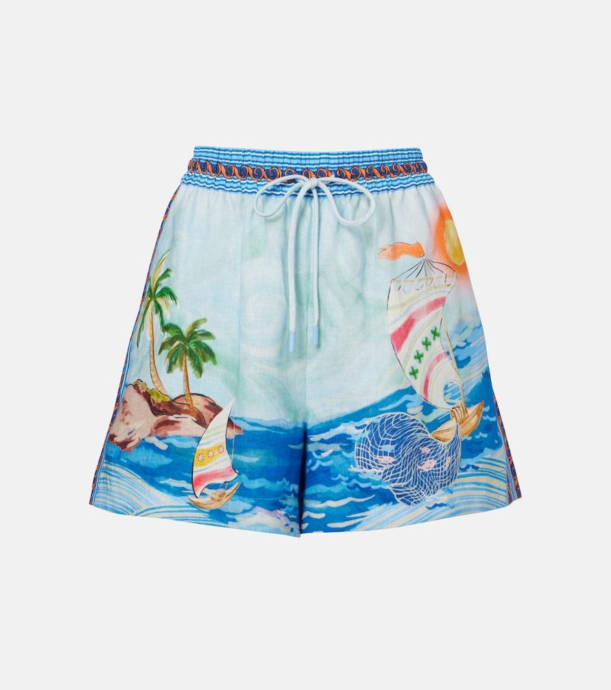 alémais printed linen shorts