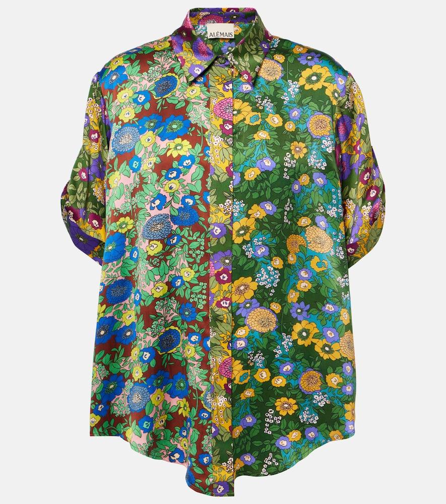 alémais printed silk satin shirt