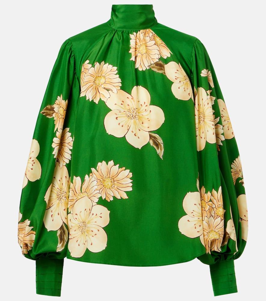 alémais sage floral silk blouse