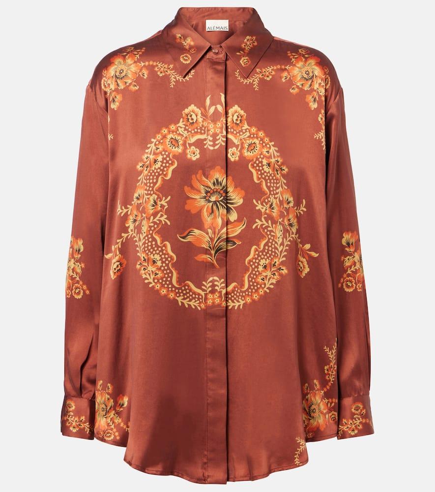 alémais seraphina printed silk satin shirt