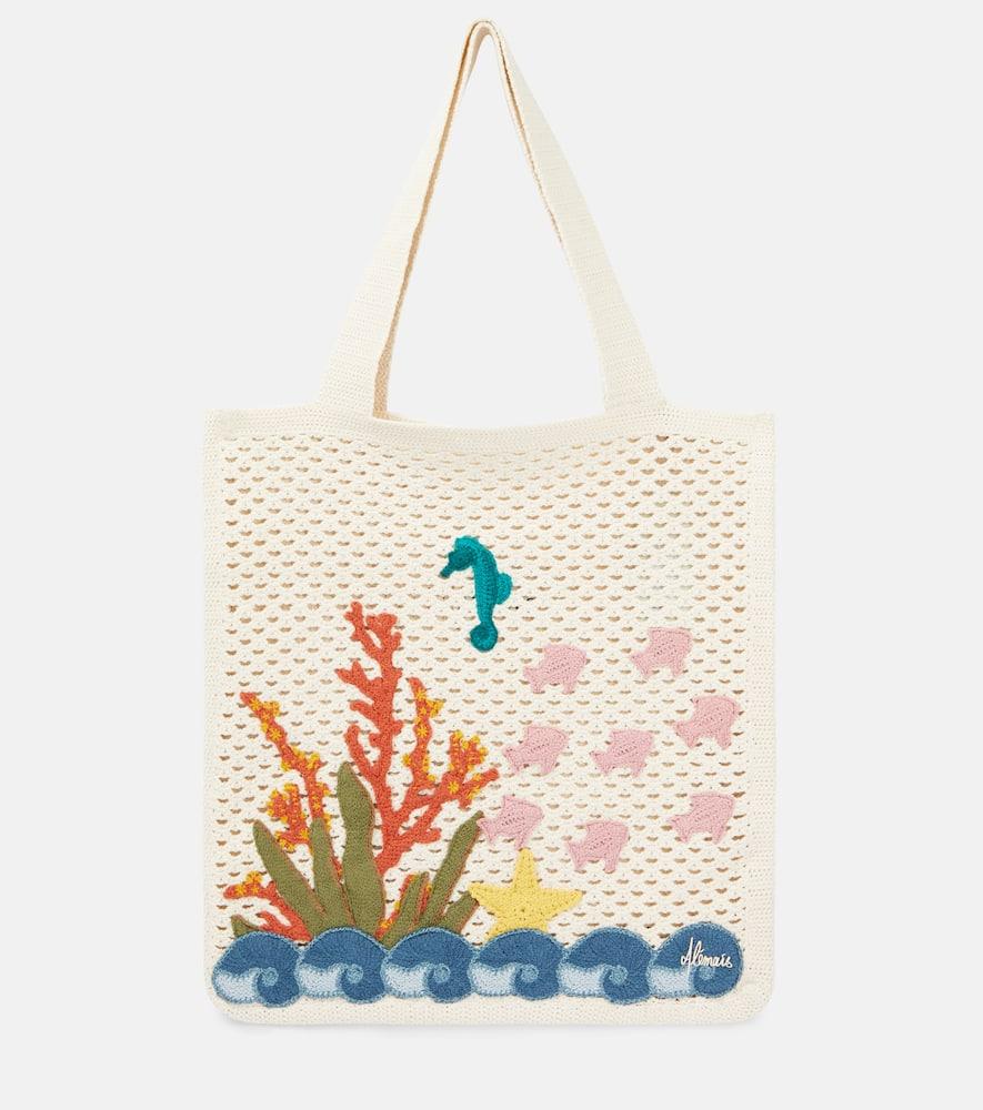 alémais splash appliqué crochet tote bag