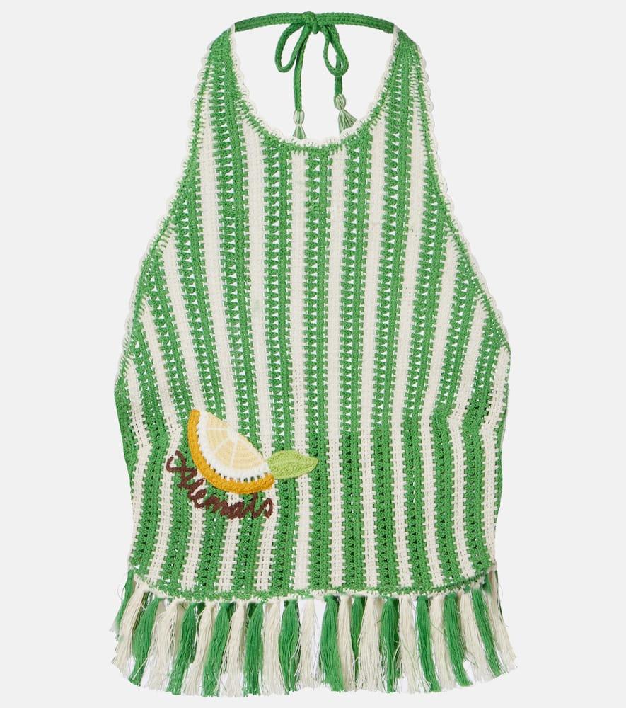 alémais sundae crochet embroidered cotton crop top