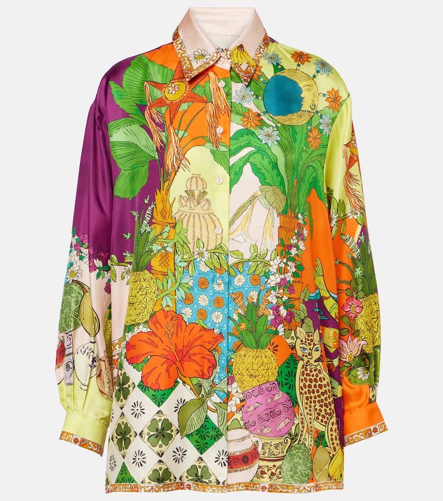 alémais tiger printed silk twill shirt