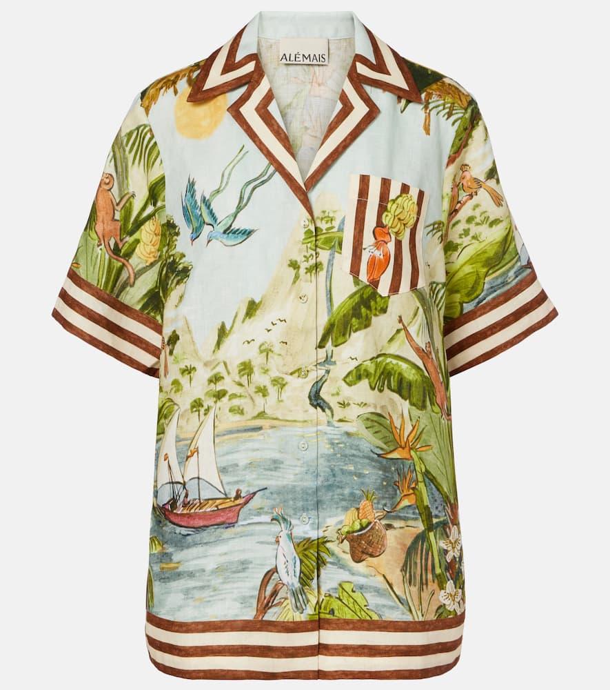 alémais toucan tango printed linen shirt