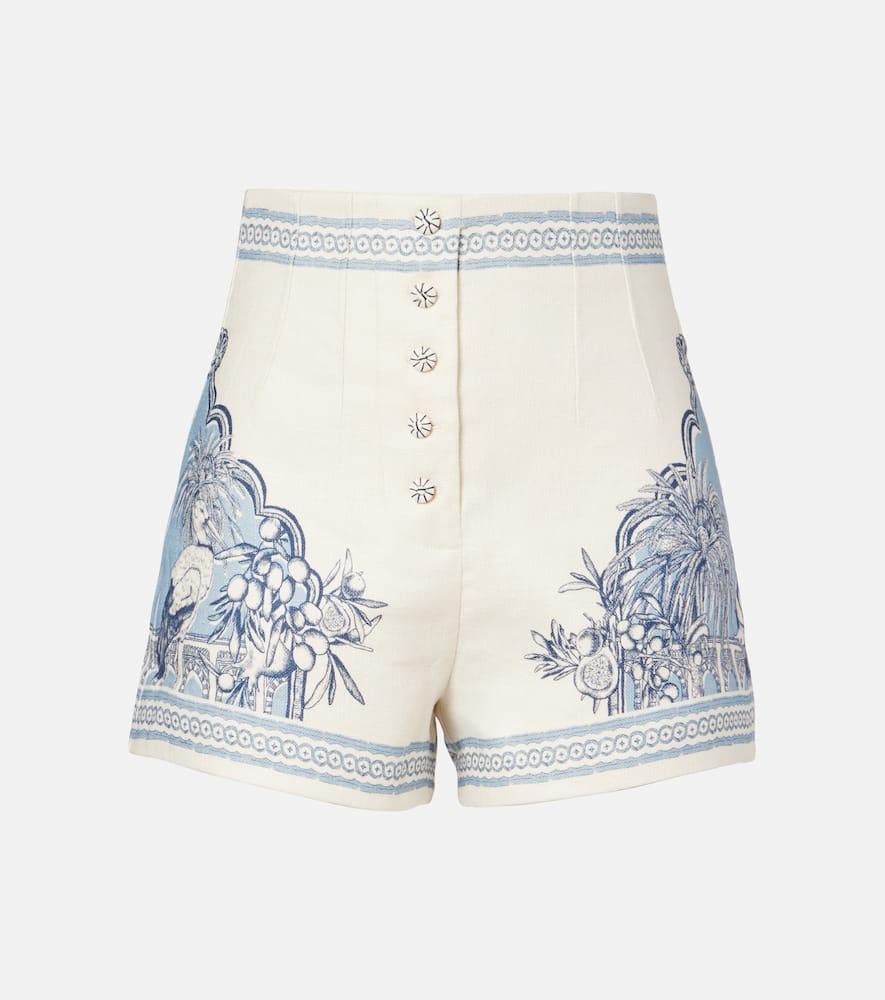 alémais villa romantica printed linen bermuda shorts