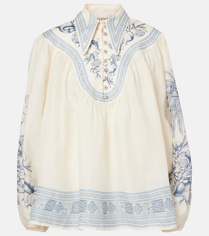 alémais villa romantica printed ramie blouse