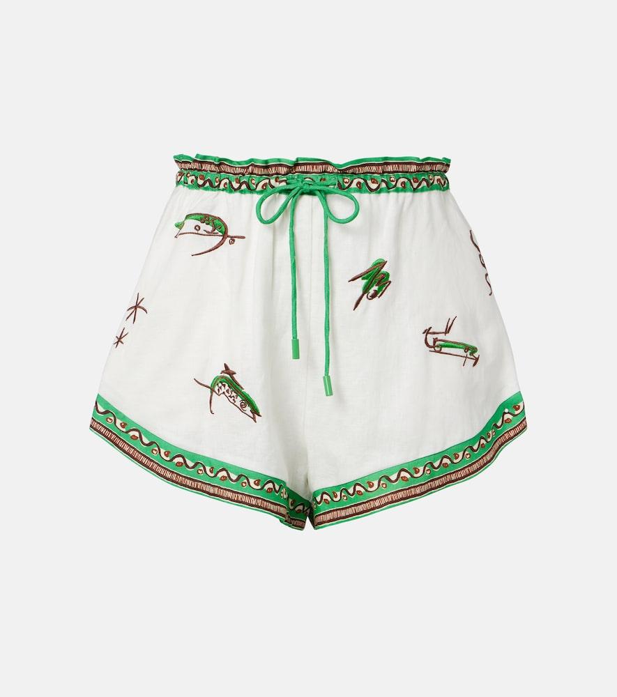 alémais wanda embroidered linen shorts