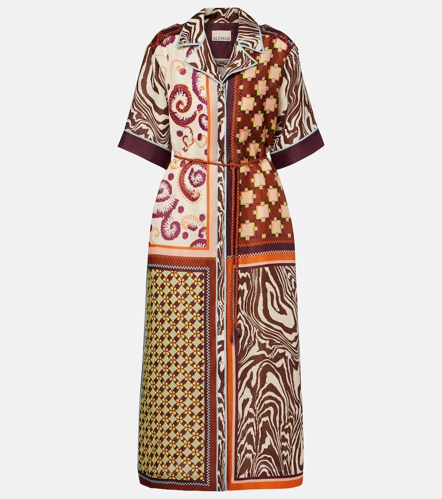 alémais wilson printed linen and silk shirt dress