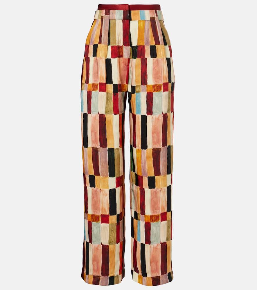 alémais x lrnce marjorelle printed linen and silk palazzo pants