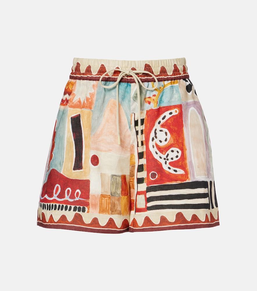 alémais x lrnce michelle printed linen bermuda shorts